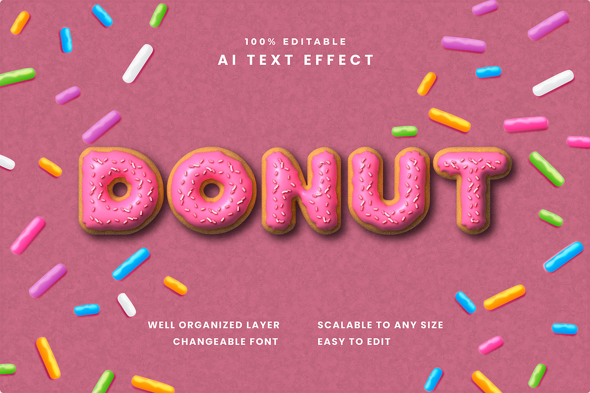 Donut Text Effect, a Layer Style Add-On by Artnivora.Std (Photo 1 of 4)