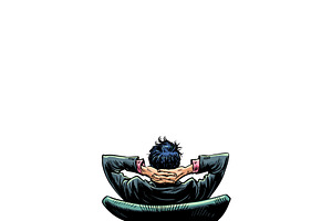 A man in a suit sits with his hands, a Person Illustration by studiostoks