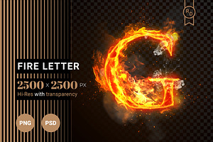 Fire Letter G of burning flame (PSD)