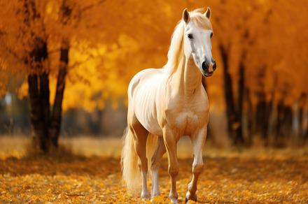 White palomino stallion with long ma, a Photo by Iftikhar Alam