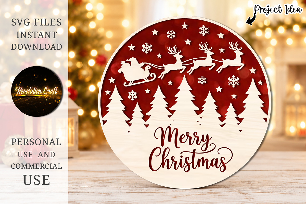 Merry Christmas Santa Sleigh Sign, an Object Graphic by OK Design (Photo 1 of 3)