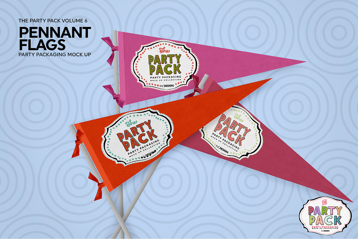 Celebration Pennant Flags Mockup, a Product Mockup by INCDesign (Photo 2 of 7)