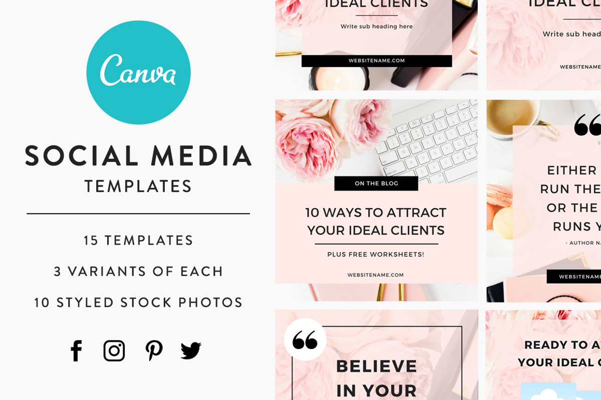CANVA Social Media Templates, a Social Media Template by Bluchic (Photo 1 of 6)