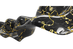 Abstract Black Wave With Gold Marble