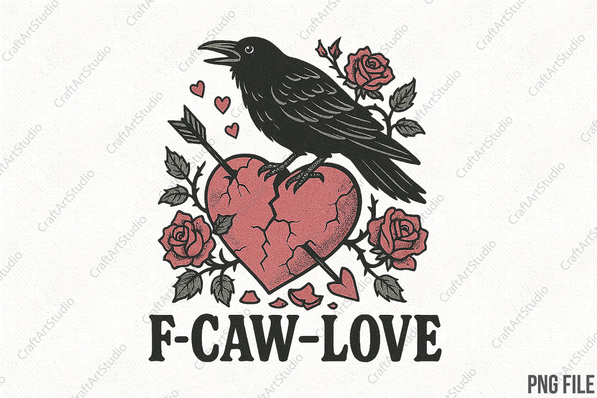 Crow Raven Valentine F-CAW- LOVE PNG, an Illustration by CraftArtStudio (Photo 1 of 4)