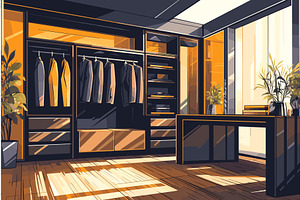 Cartoon interior of a mans office, an Object Illustration by LadadikArt