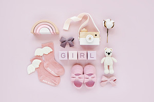 Set of baby stuff for girl