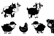 Cute Farm Animal Silhouette Bundle, an Illustration by hafijul (Thumbnail 5 of 51)