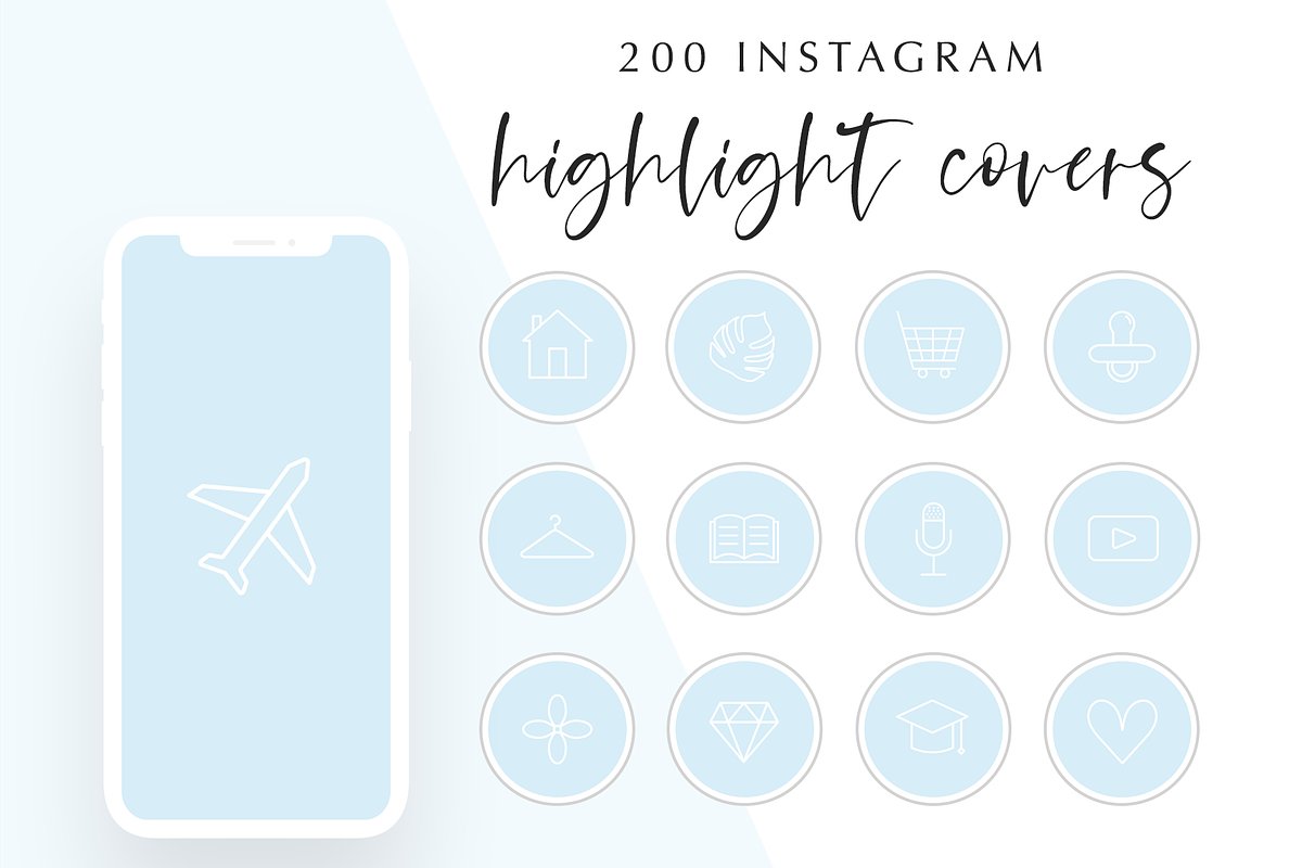 200 Instagram Story Highlight Icons, a Social Media Template by Blog&Glow (Photo 1 of 4)