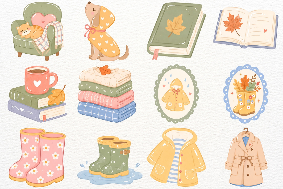 Cozy Autumn Clipart Png Rustic Fall, a Seasonal Illustration by SugarCloudStudioArt (Photo 3 of 5)