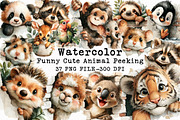 Funny Cute Animal Peeking clipart, an Illustration by Libby Wishes (Thumbnail 1 of 7)