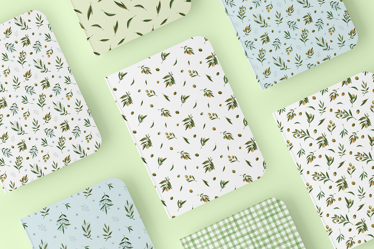 Watercolor Olives pattern collection, a Pattern Graphic by Lagniappe Art (Photo 8 of 13)