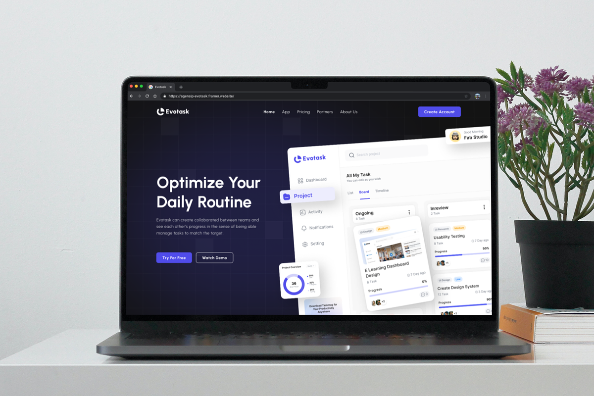 Evotask - Framer Template, a Landing Page Template by Agensip Design Agency (Photo 4 of 10)