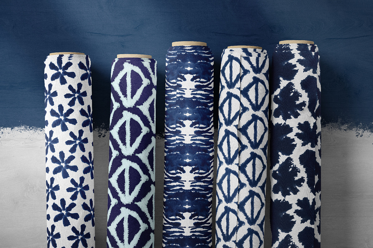 Indigo Watercolor and Ink Patterns, a Pattern Graphic by Tiger and Flower (Photo 3 of 10)
