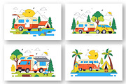 10 Camping Car Vector Illustration, a Transportation Illustration by denayunebgt (Thumbnail 3 of 4)