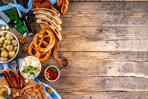Oktoberfest picnic and barbecue food, Oktoberfest bavarian party, a Food & Drink Photo by Rimma