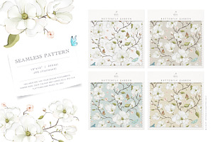 Butterfly And Magnolias Pattern