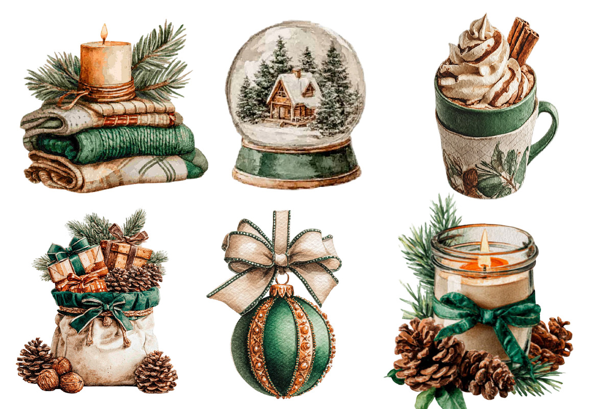 Watercolor Winter Cabin ClipArt, an Illustration by Designworld (Photo 3 of 5)