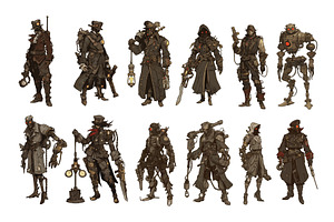 Cartoon steampunk characters. Mans, an Illustration by Stock-Smart-Start