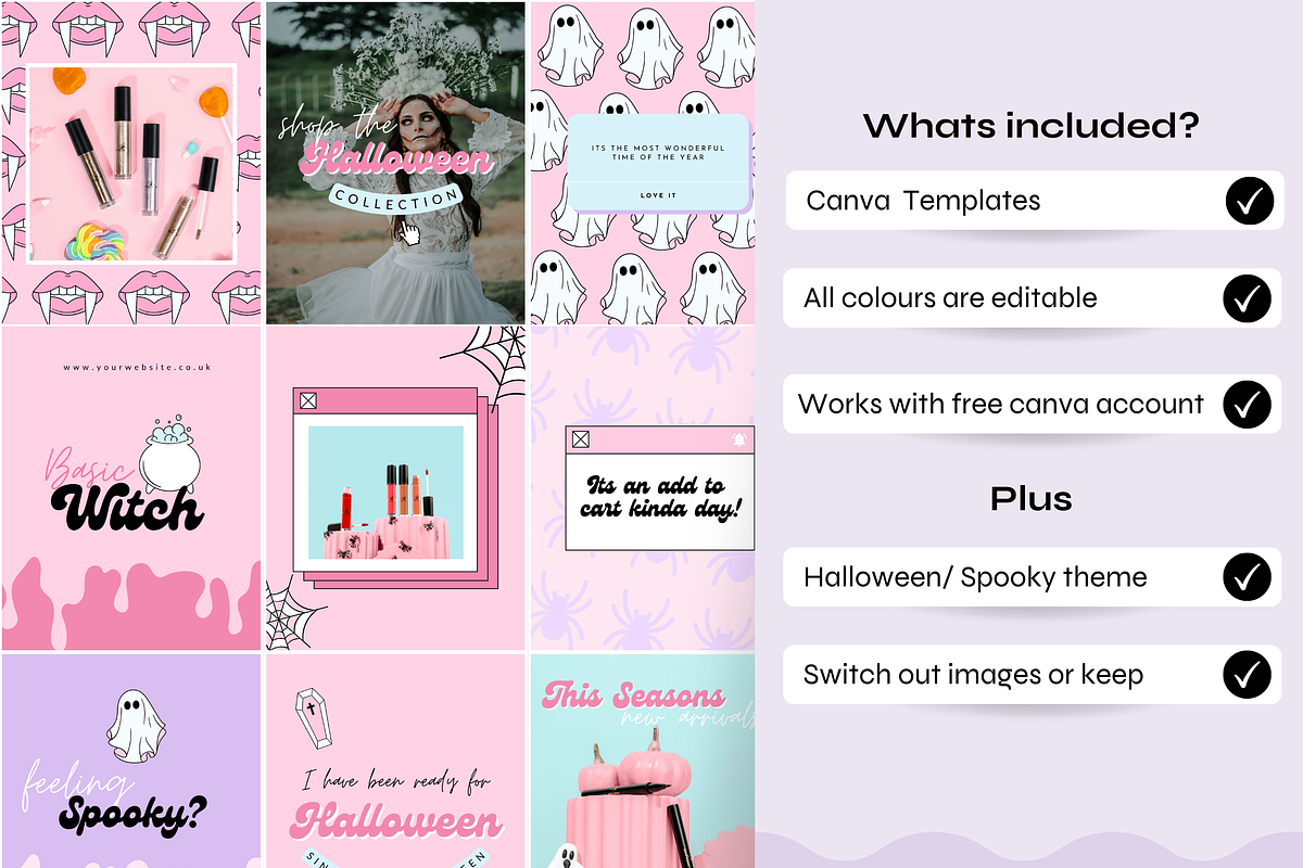 Halloween Pink Instagram Templates preview 4