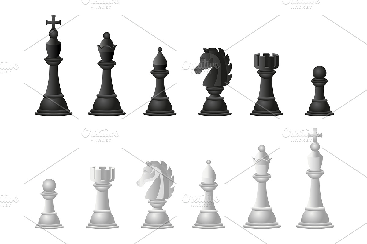 Chess icons set, cartoon style, an Object Illustration by Ylivdesign