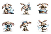 Watercolor Birthday Bunny Clipart, a Seasonal Illustration by CreationArt (Thumbnail 5 of 5)