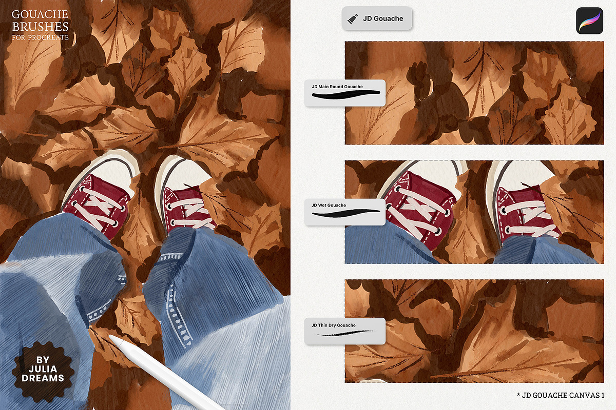 Realistic Gouache Procreate Brushes, a Brush Add-On by Julia Dreams (Photo 7 of 11)