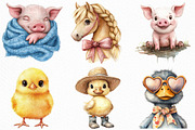 Cute Farm Animals Clipart, an Illustration by Craft Nest (Thumbnail 2 of 6)