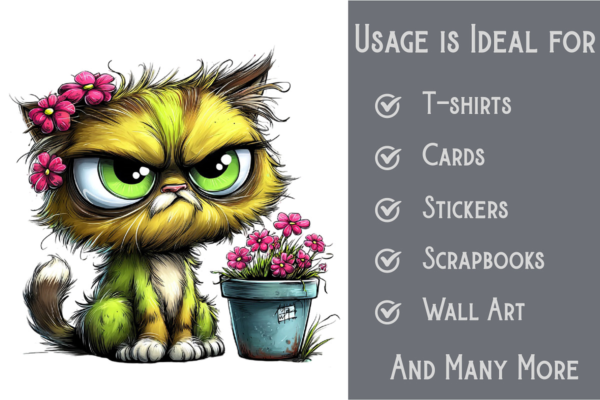Christmas Grumpy Cat Clipart, an Illustration by Pixels.Craft (Photo 4 of 6)