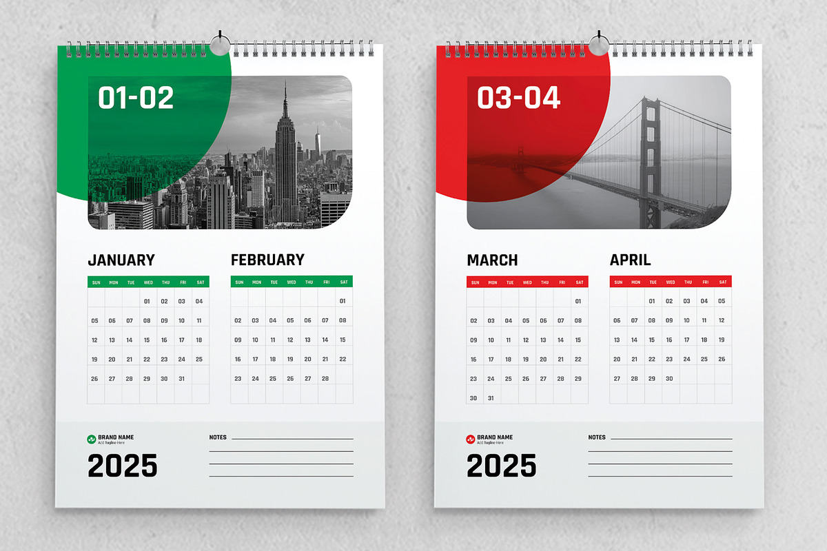 Modern 2025 Wall Calendar Design, a Stationery Template by MightyDesign (Photo 3 of 8)