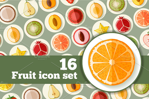 Fruit Icons In Flat Style