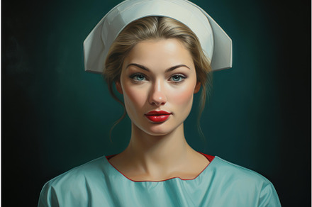 Portrait of a vintage nurse, an Illustration by Ylivdesign