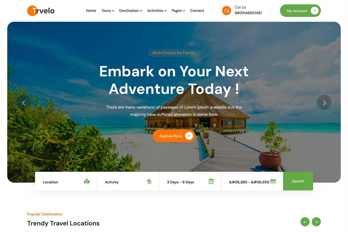 Hotel Travel Booking WordPress Theme