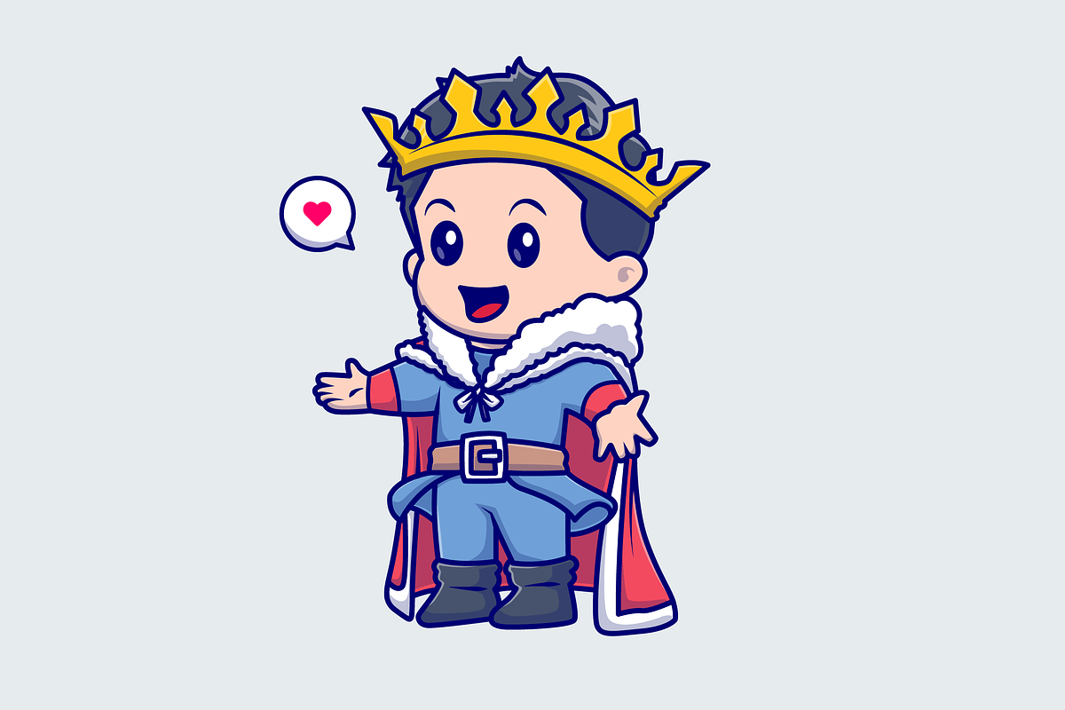 Cute King with Crown Cartoon, a Person Illustration by Catalyst Labs