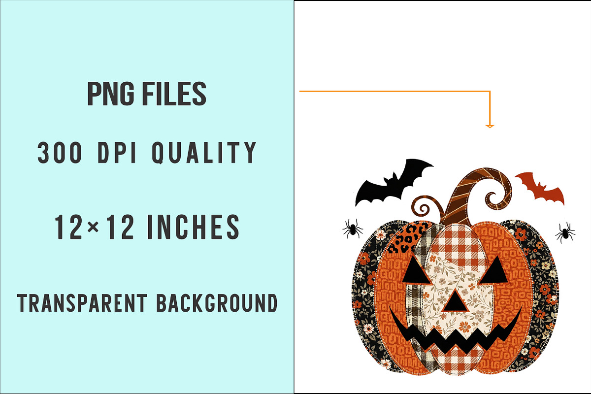 Patchwork Pumpkin Png Halloween Png, an Illustration by SinaCreation (Photo 6 of 7)
