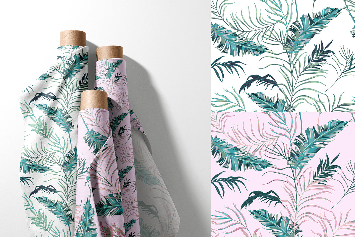 Palm leaves vector seamless pattern, a Pattern Graphic by FleurArt (Photo 2 of 9)