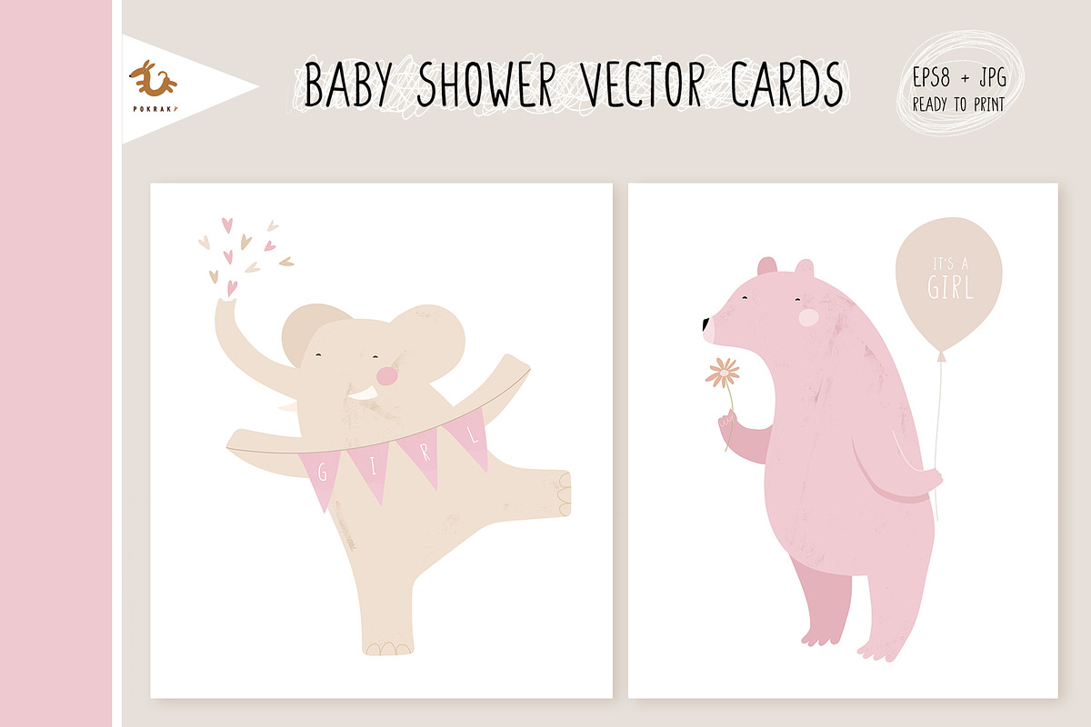 Baby Shower vector cards & patterns, a Seasonal Illustration by Pokraky (Photo 2 of 4)
