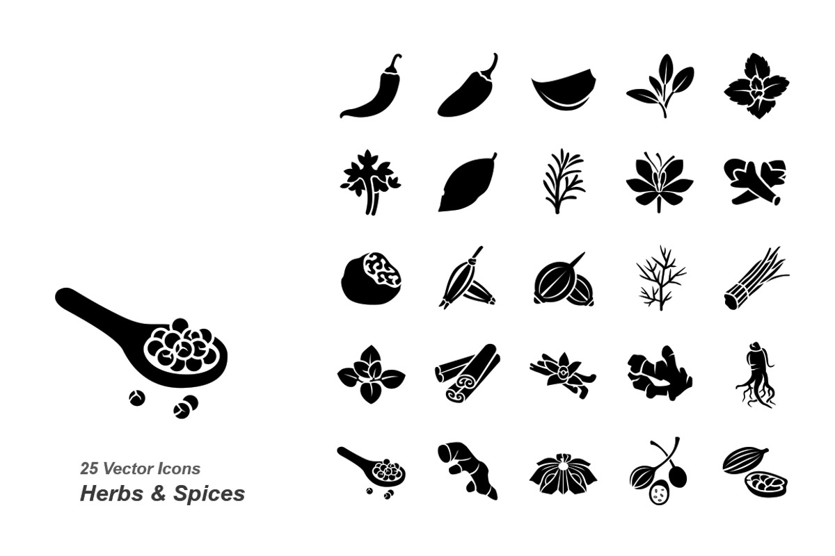 Herbs & Spices vector icons, an Icon by Jisun Park