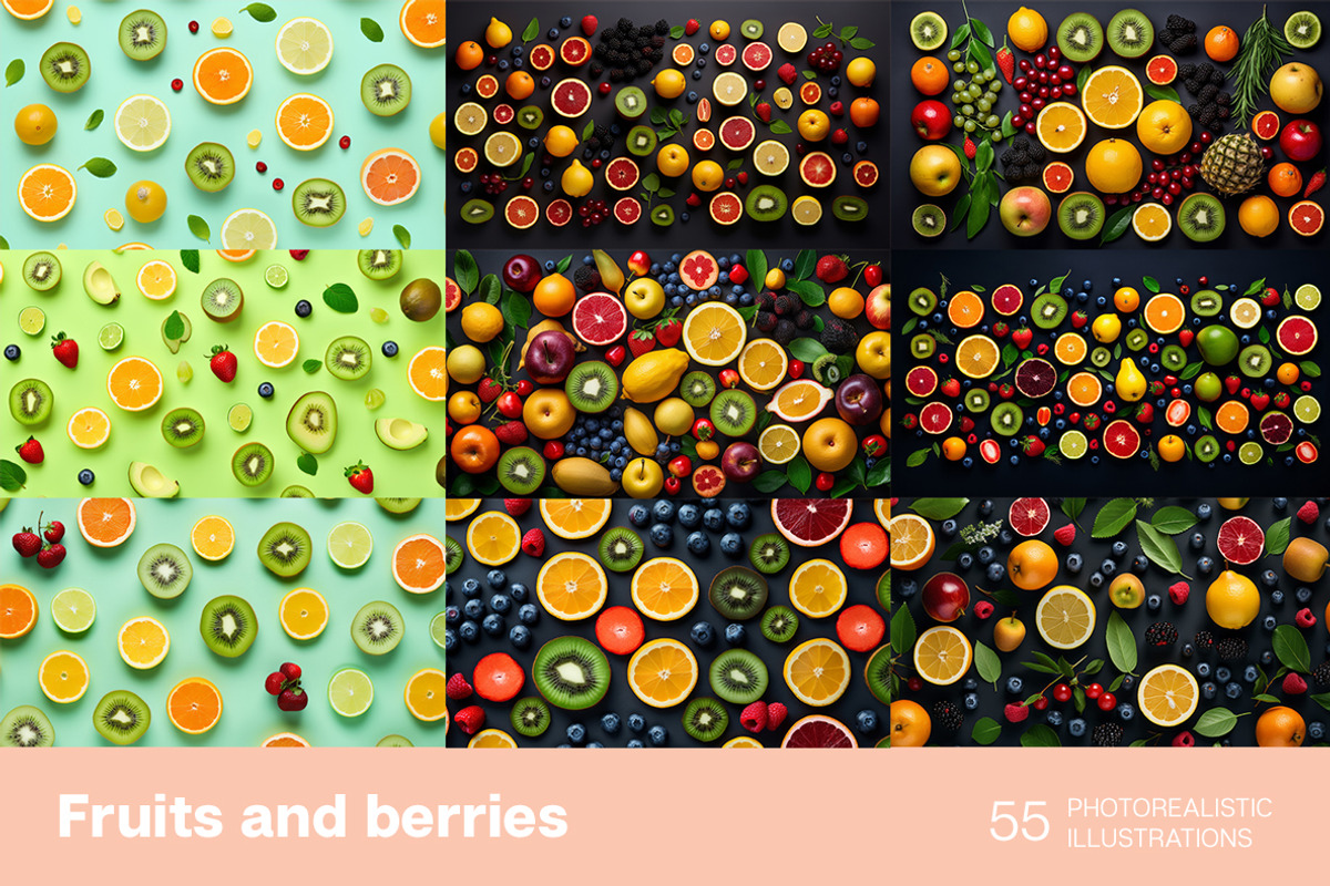 Fruits and berries. Patterns, a Food Illustration by Handmadefont (Photo 7 of 12)