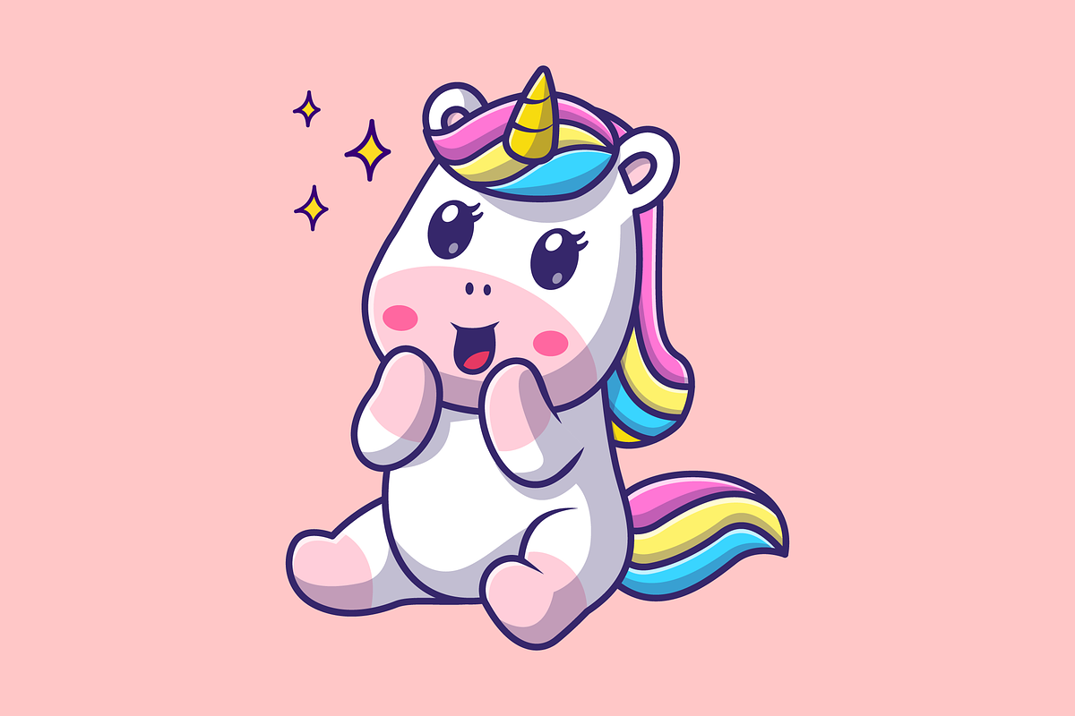 Cute Unicorn Surprised Cartoon, an Animal Illustration by Catalyst Labs (Photo 1 of 3)