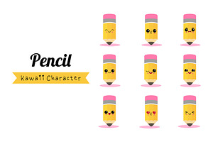 Pencil Kawaii Character Set