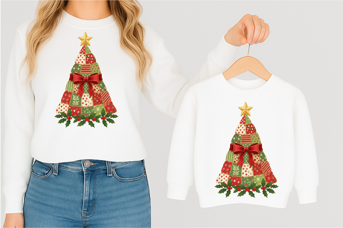 Patchwork Christmas Tree Png,, an Illustration by Designking (Photo 5 of 5)
