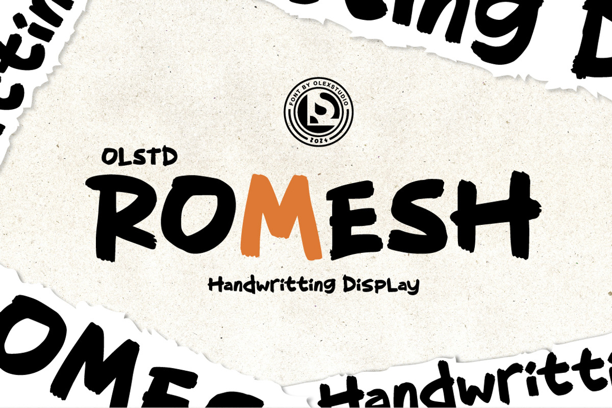 ROMESH olstd - Display, a Handwritten Font by Olexstudio (Photo 1 of 7)