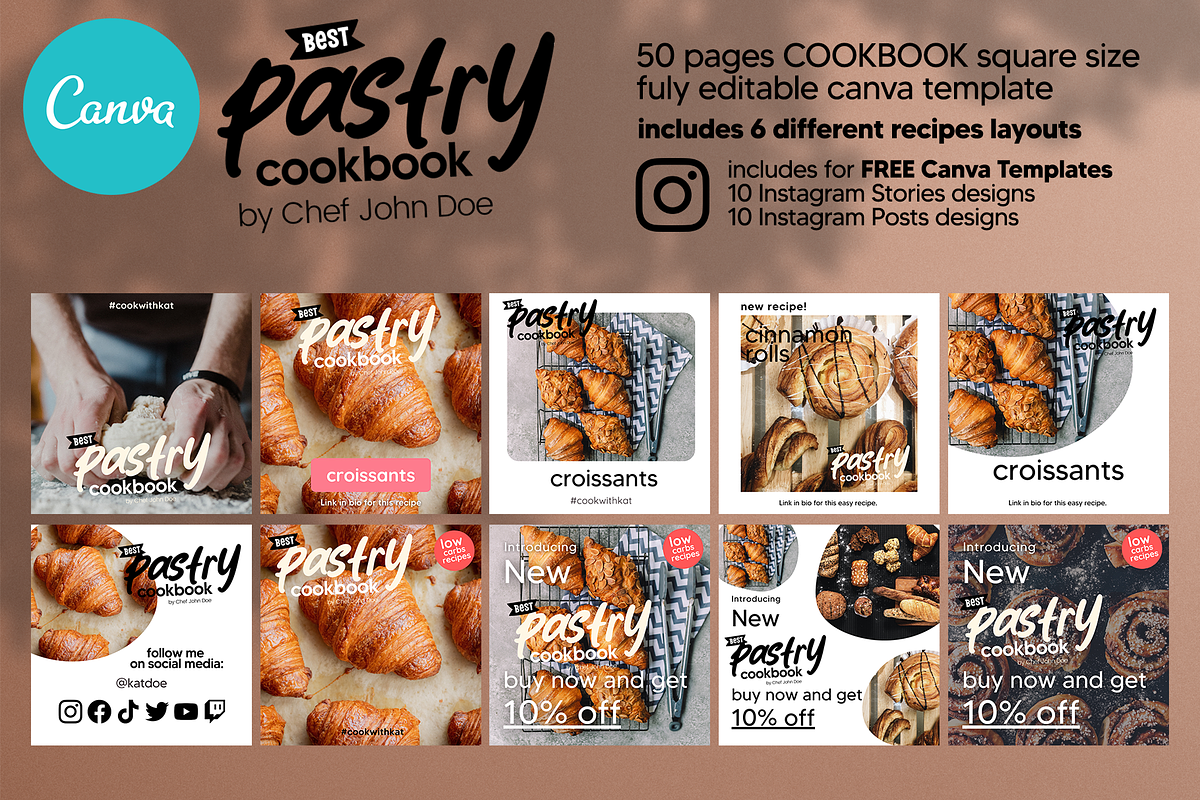 Canva Square Pastry Recipes Cookbook, a Magazine Template by DeLaGranSiete (Photo 11 of 12)
