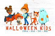Cute Kids In Halloween Costume, a Person Illustration by RabbitAndPencil (Thumbnail 1 of 5)