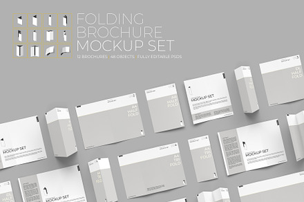 Folding Brochure Mockup Set