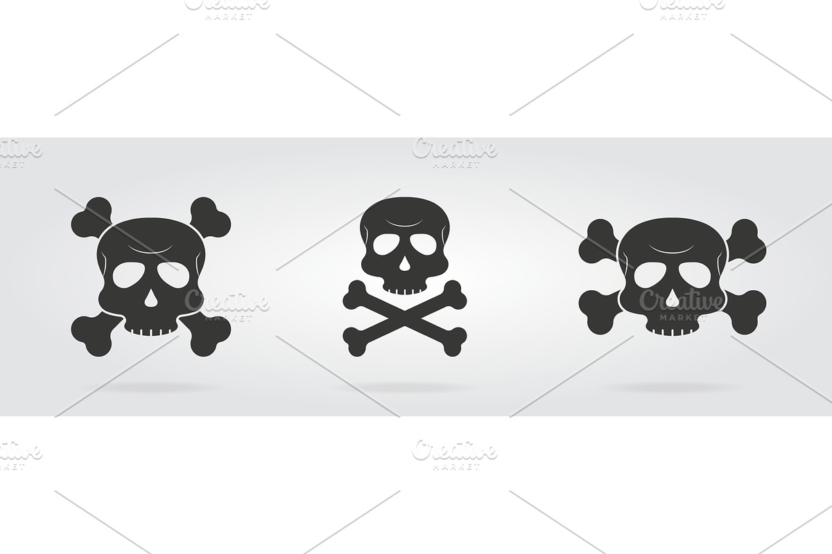 Set of skull icon with crossbones, an Object Illustration by Vector Creator