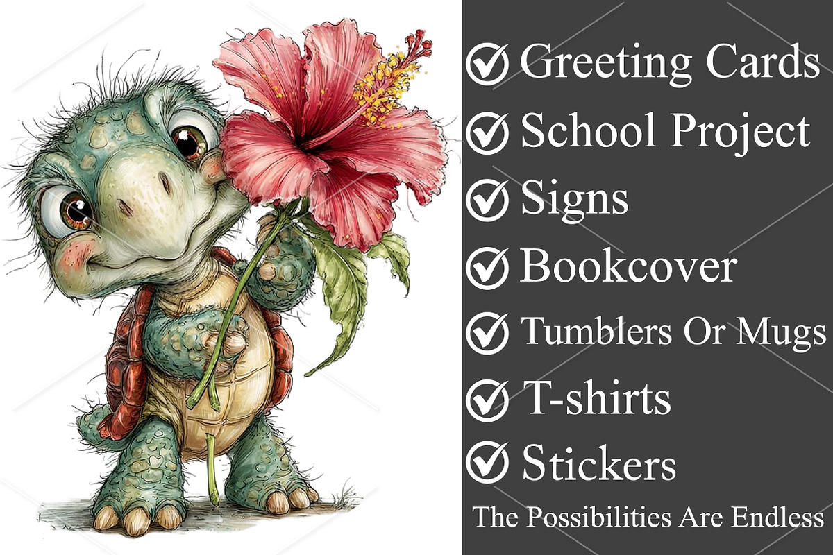 Whimsical Summer Turtle Clipart PNG, a Seasonal Illustration by Canvas Craft (Photo 3 of 7)