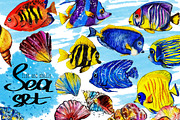 set of watercolor fish and shells, an Animal Illustration by art_mouse (Thumbnail 1 of 7)