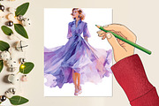 Lavender Girl Clipart PNG, an Illustration by designcity5 (Thumbnail 4 of 5)